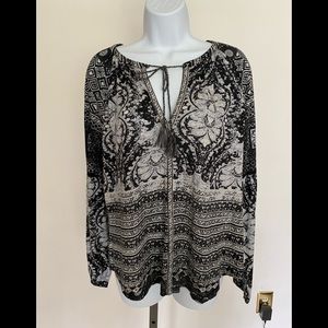 NWT, Lucky Brand Black/White With Tassels Top